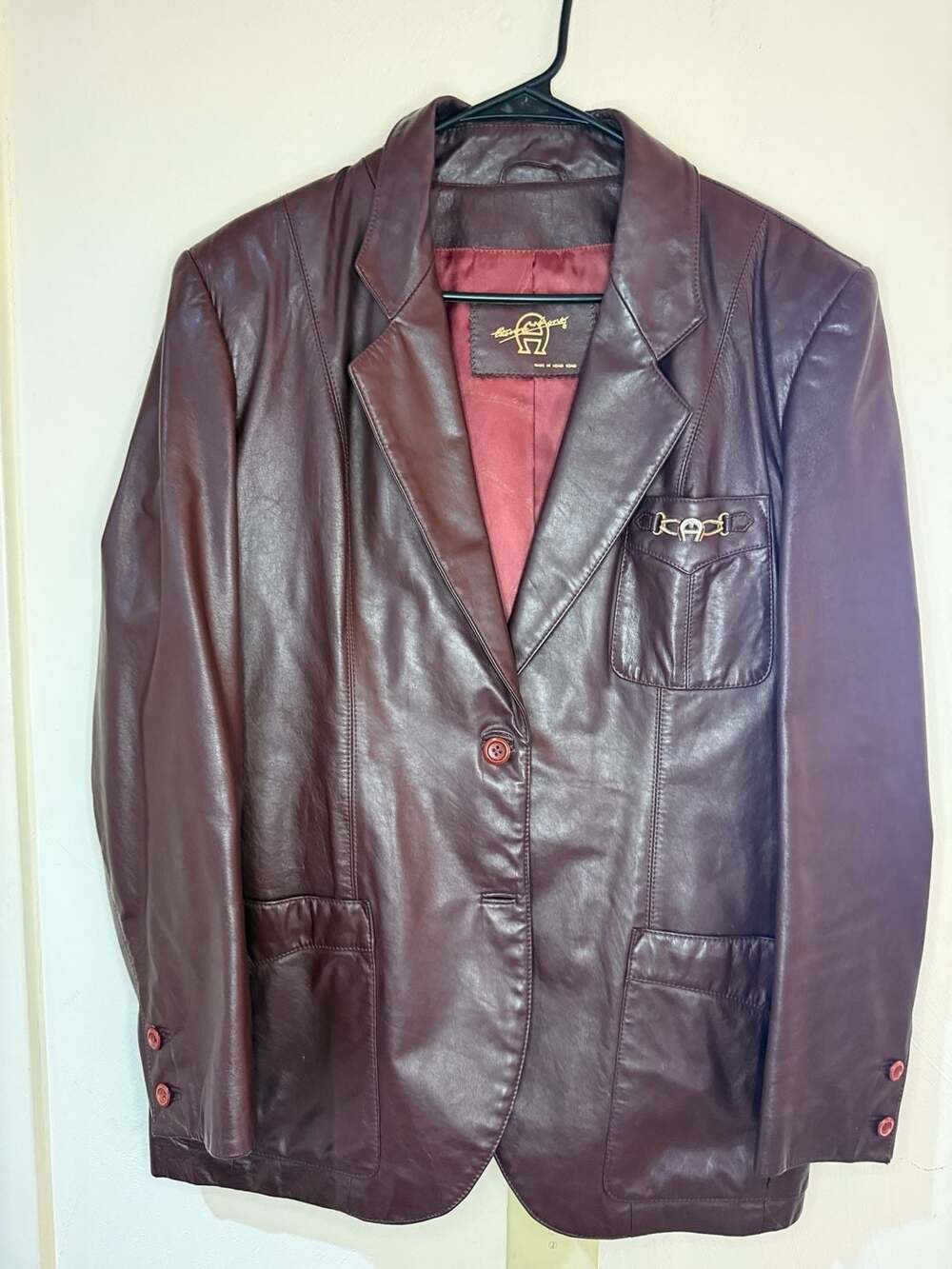 Vintage Etienne Aigner Leather Blazer Size 18 Oxblood Brown Horsebit Hong Kong